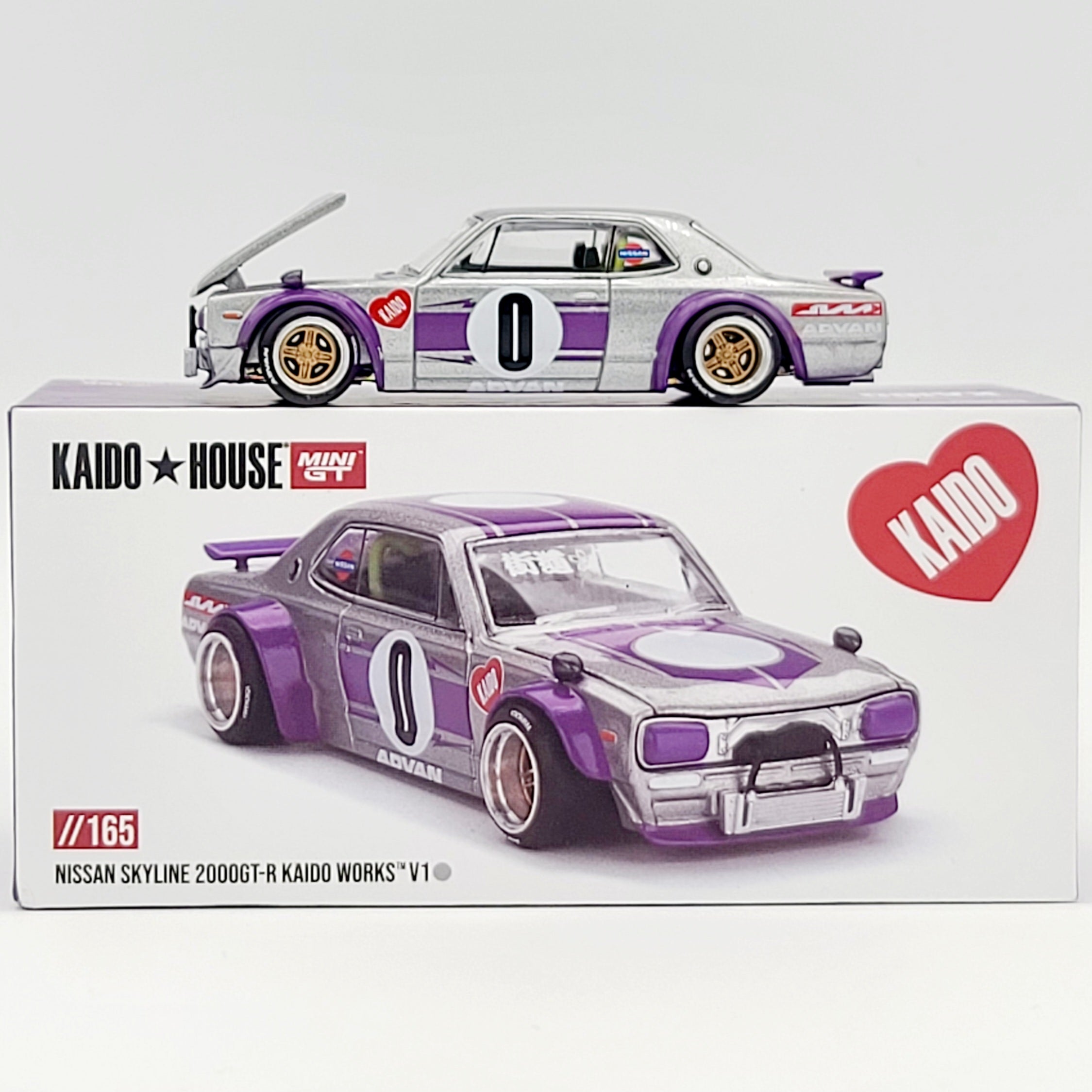 Kaido House x Mini GT Nissan Skyline 2000GT-R Kaido Works V1 - 1:64, Silver (2025 Limited Edition)